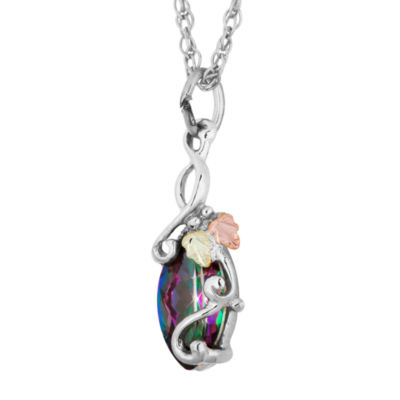 Landstroms Black Hills Gold Genuine Mystic Fire Topaz Sterling Silver Pendant Necklace