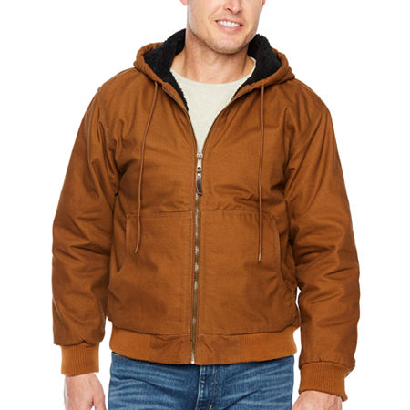 Smiths Workwear Mens Hooded Interior Pockets Midweight Bomber Jacket, Medium, Brown