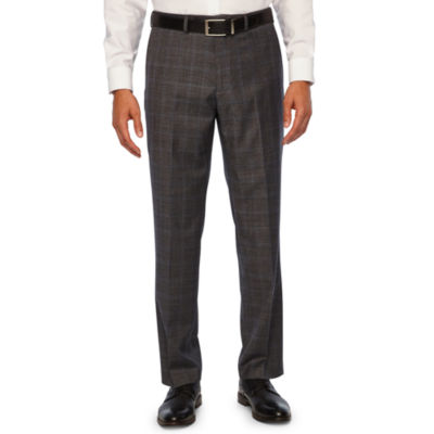 Collection By Michael Strahan Gray Mens Checked Stretch Fabric Classic ...