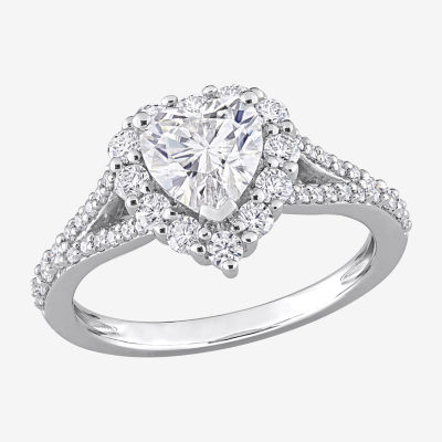 Womens 1 1/2 CT. T.W. Lab Created White Moissanite Sterling Silver Halo Engagement Ring