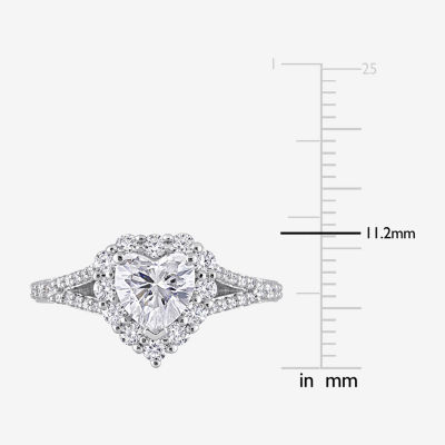 Womens 1 1/2 CT. T.W. Lab Created White Moissanite Sterling Silver Halo Engagement Ring