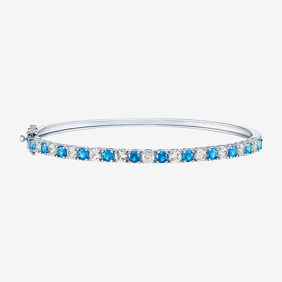 Genuine Blue Topaz Sterling Silver Bangle Bracelet