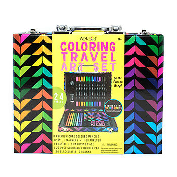 Art 101 Coloring Travel Art Set with 24 Pieces in a Colorful Carrying Case  31024, Color: Rainbow - JCPenney