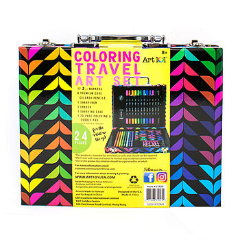 Kids Coloring Art Kit for Airplane, Car Ride, Road Trip, Travel Table Top  Easel Art Busy Box Includes Crayola Art Supplies & Coloring Pages 