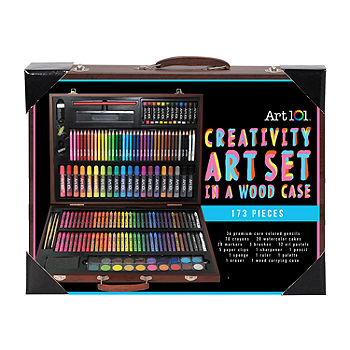 Art 101 Creativity Art Set with 173 Pieces in a Wood Carrying Case 53173,  Color: Rainbow - JCPenney