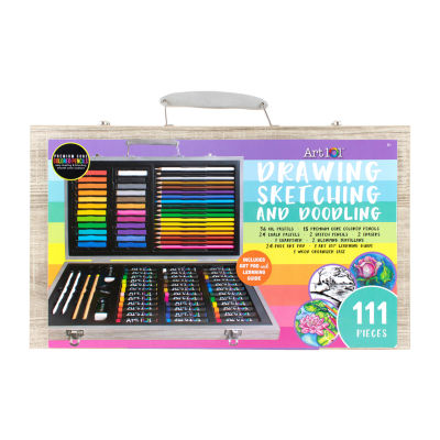 Art 101 Drawing, Sketching, and Doodling 111 Piece Wood Art Set 55111, Color Rainbow JCPenney