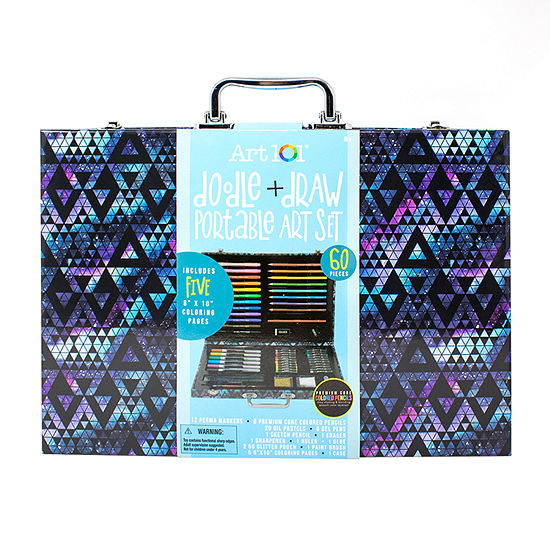 Art 101 Doodle and Draw 60 Piece Art Set in a Colorful Carrying Case