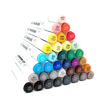sticker Weggooien foto Art 101 Creative Tools 36 Count Dual Tip Alcohol Based Illy Illustration  Markers in Fabric Carrying Case 80046, Color: Rainbow - JCPenney