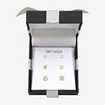 White Cubic Zirconia 10K Gold Round 2 Pair Earring Set