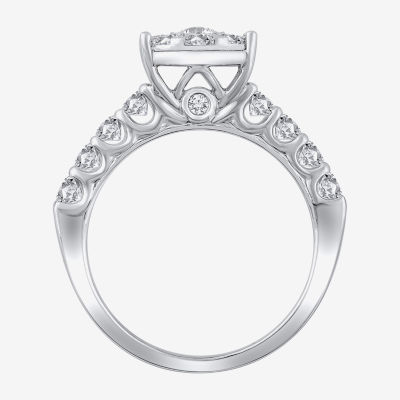 Womens 2 CT. T.W. Natural White Diamond 14K Gold Round Halo Bridal Set