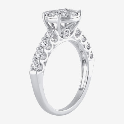 Womens 2 CT. T.W. Natural White Diamond 14K Gold Round Halo Bridal Set