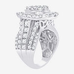 Womens 4 CT. T.W. Lab Grown White Diamond 10K White Gold Pear Side Stone Halo Engagement Ring