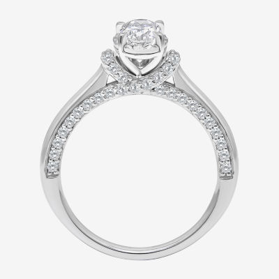 (I / I1) Womens 1 CT. T.W. Lab Grown White Diamond 10K or 14K Gold Oval Solitaire Engagement Ring