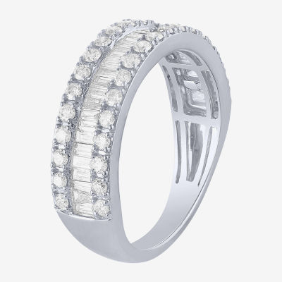 Womens 2.5MM 1 CT. T.W. Natural White Diamond 14K White Gold Anniversary Wedding Band