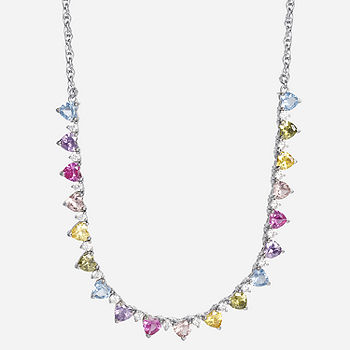 Womens Multi Color Cubic Zirconia Sterling Silver Heart Tennis Necklaces -  JCPenney