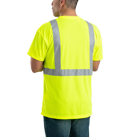 Berne Hi Vis Class 2 Performance Mens High Visibility Short Sleeve Safety Shirt, Large, Yellow