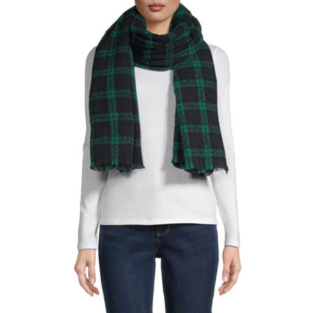 St. John's Bay Blanket Oblong Reversible Plaid Scarf, One Size Fits Most , Blue