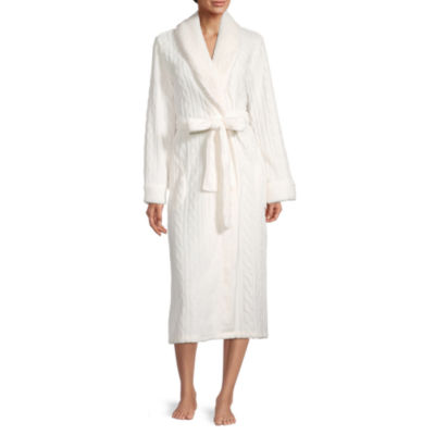 Liz Claiborne Womens Long Sleeve Long Length Plush Robe