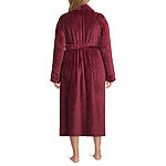 Liz Claiborne Womens Plus Long Sleeve Long Length Plush Robe