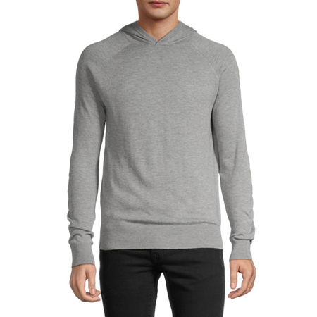 JF J.Ferrar Slim Mens Hooded Long Sleeve Pullover Sweater, Medium , Gray