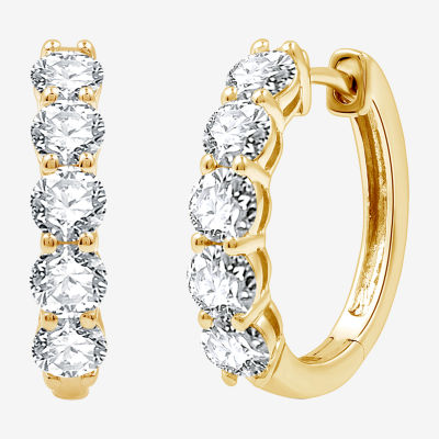 2 CT.T.W.Certified (H-I / I1) Lab Grown Diamond 10K or 14K White or Yellow Gold 19mm Hoop Earrings