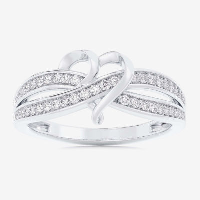 G-H / Si1-Si2) Womens 1/ CT. T.W. Lab Grown White Diamond 10K Gold Heart Bypass Cocktail Ring