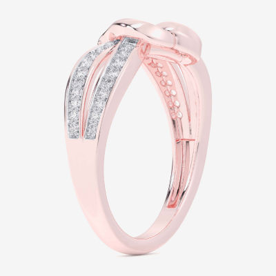 G-H / Si1-Si2) Womens 1/ CT. T.W. Lab Grown White Diamond 10K Rose Gold Heart Bypass Cocktail Ring