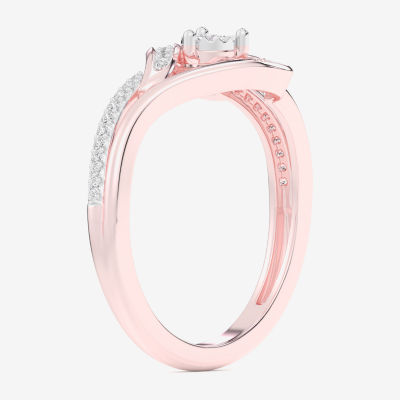 G-H / Si1-Si2) Womens 1/ CT. T.W. Lab Grown White Diamond 10K Rose Gold Heart Bypass Cocktail Ring