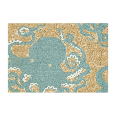 Liora Manne Frontporch Octopus Hand Tufted Washable Indoor Outdoor Rectangular Accent Rug