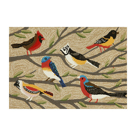 Liora Manne Frontporch Birds Hand Tufted Rectangular Rugs & Floor Coverings Washable Indoor Outdoor Accent Rugs, One Size, Multiple Colors