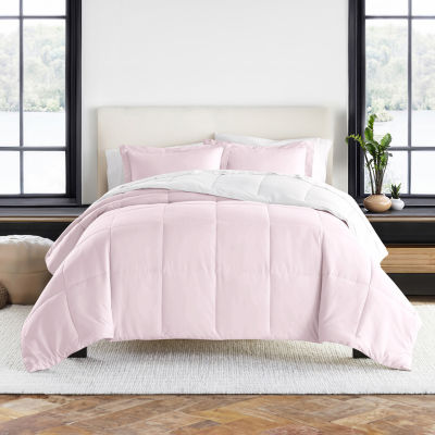 Casual Comfort Solid Reversible Lightweight Down Alternative Comforter Set