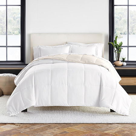 Casual Comfort Solid Reversible Lightweight Down Alternative Comforter Set, One Size, White