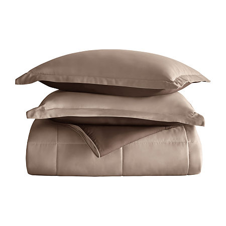 Casual Comfort Solid Reversible Lightweight Down Alternative Comforter Set, One Size, Brown