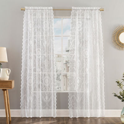 No 918 Nina Lace Sheer Rod Pocket Set of 2 Curtain Panel