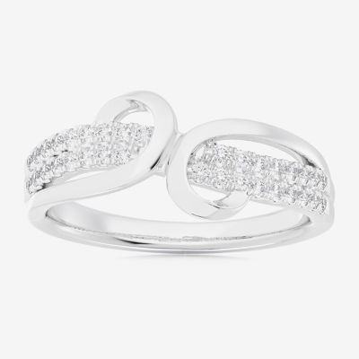 G-H / Si1-Si2) Womens / CT. T.W. Lab Grown White Diamond 10K Gold Bypass Cocktail Ring