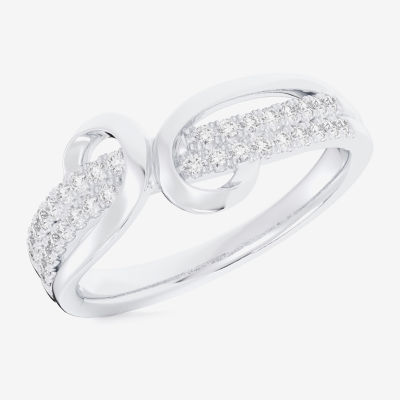 G-H / Si1-Si2) Womens / CT. T.W. Lab Grown White Diamond 10K Gold Bypass Cocktail Ring