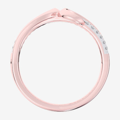 G-H / Si1-Si2) Womens / CT. T.W. Lab Grown White Diamond 10K Rose Gold Bypass Cocktail Ring