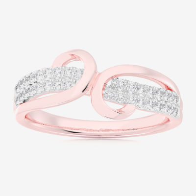 G-H / Si1-Si2) Womens / CT. T.W. Lab Grown White Diamond 10K Rose Gold Bypass Cocktail Ring