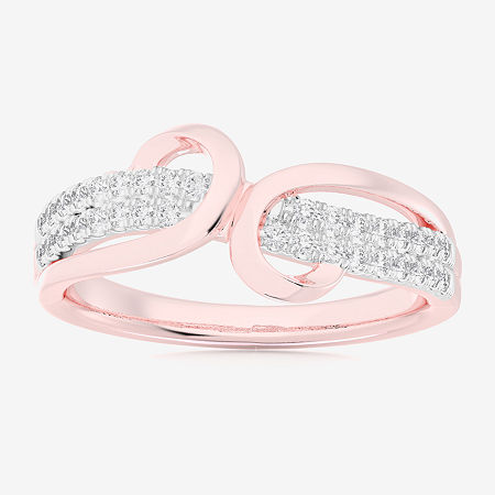 (G-H / Si1-Si2) Womens 1/5 CT. Lab Grown White Diamond 10K Rose Gold Bypass Cocktail Ring, 7, Rose