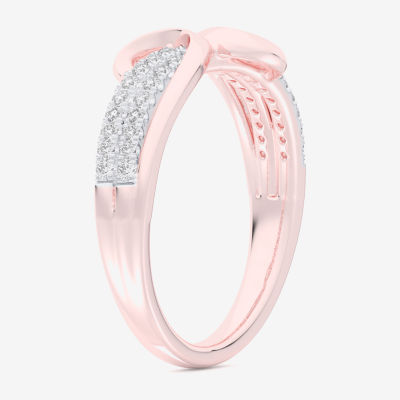 G-H / Si1-Si2) Womens / CT. T.W. Lab Grown White Diamond 10K Rose Gold Bypass Cocktail Ring