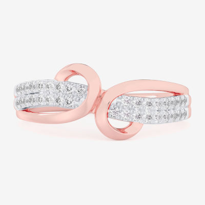 G-H / Si1-Si2) Womens / CT. T.W. Lab Grown White Diamond 10K Rose Gold Bypass Cocktail Ring