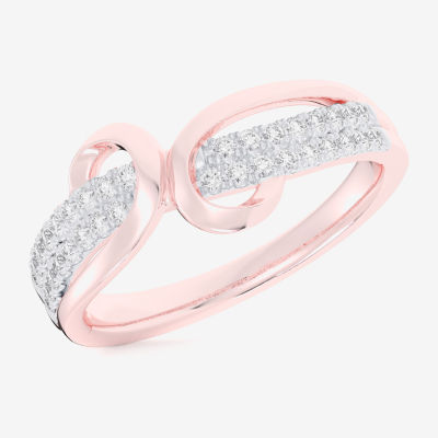 G-H / Si1-Si2) Womens / CT. T.W. Lab Grown White Diamond 10K Rose Gold Bypass Cocktail Ring