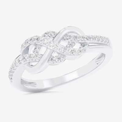 (G-H / Si1-Si2) Womens 1/5 CT. Lab Grown White Diamond 10K Gold Infinity Bypass  Cocktail Ring