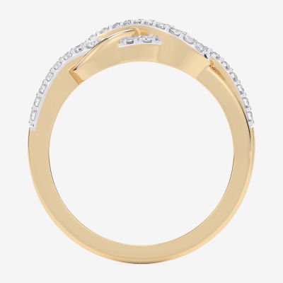 G-H / Si1-Si2) Womens 1/ CT. T.W. Lab Grown White Diamond 10K Gold Infinity Bypass Cocktail Ring