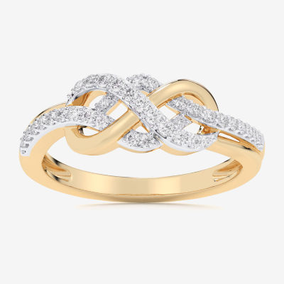 G-H / Si1-Si2) Womens 1/ CT. T.W. Lab Grown White Diamond 10K Gold Infinity Bypass Cocktail Ring