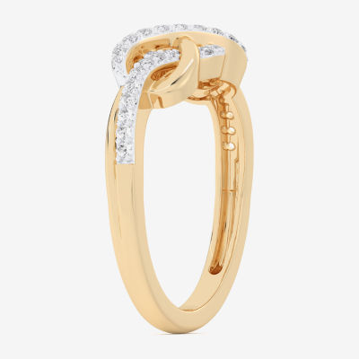 G-H / Si1-Si2) Womens 1/ CT. T.W. Lab Grown White Diamond 10K Gold Infinity Bypass Cocktail Ring