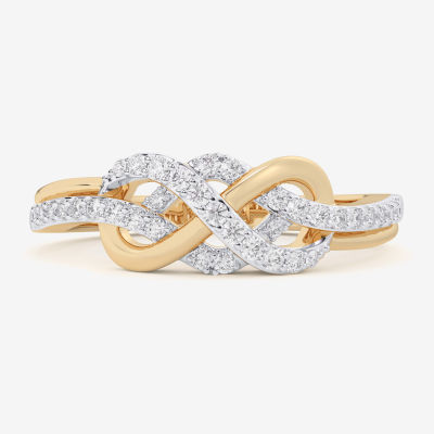 G-H / Si1-Si2) Womens 1/ CT. T.W. Lab Grown White Diamond 10K Gold Infinity Bypass Cocktail Ring