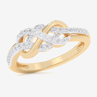 G-H / Si1-Si2) Womens 1/ CT. T.W. Lab Grown White Diamond 10K Gold Infinity Bypass Cocktail Ring