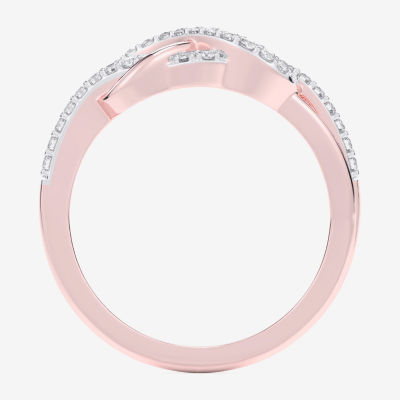 G-H / Si1-Si2) Womens 1/ CT. T.W. Lab Grown White Diamond 10K Rose Gold Infinity Bypass Cocktail Ring