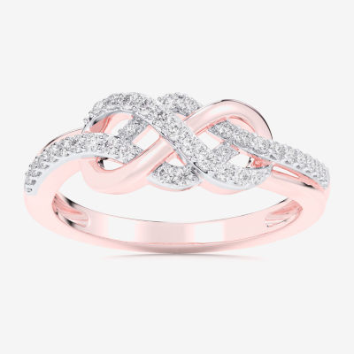 (G-H / Si1-Si2) Womens 1/5 CT. T.W. Lab Grown White Diamond 10K Rose Gold Infinity Bypass  Cocktail Ring